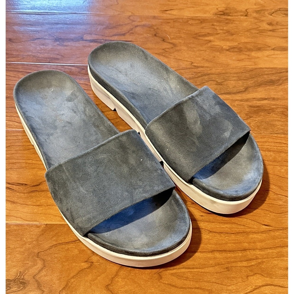 Stuart Weitzman Landslide Sandals Suede Denim Blue Women's 9‎ Slip On